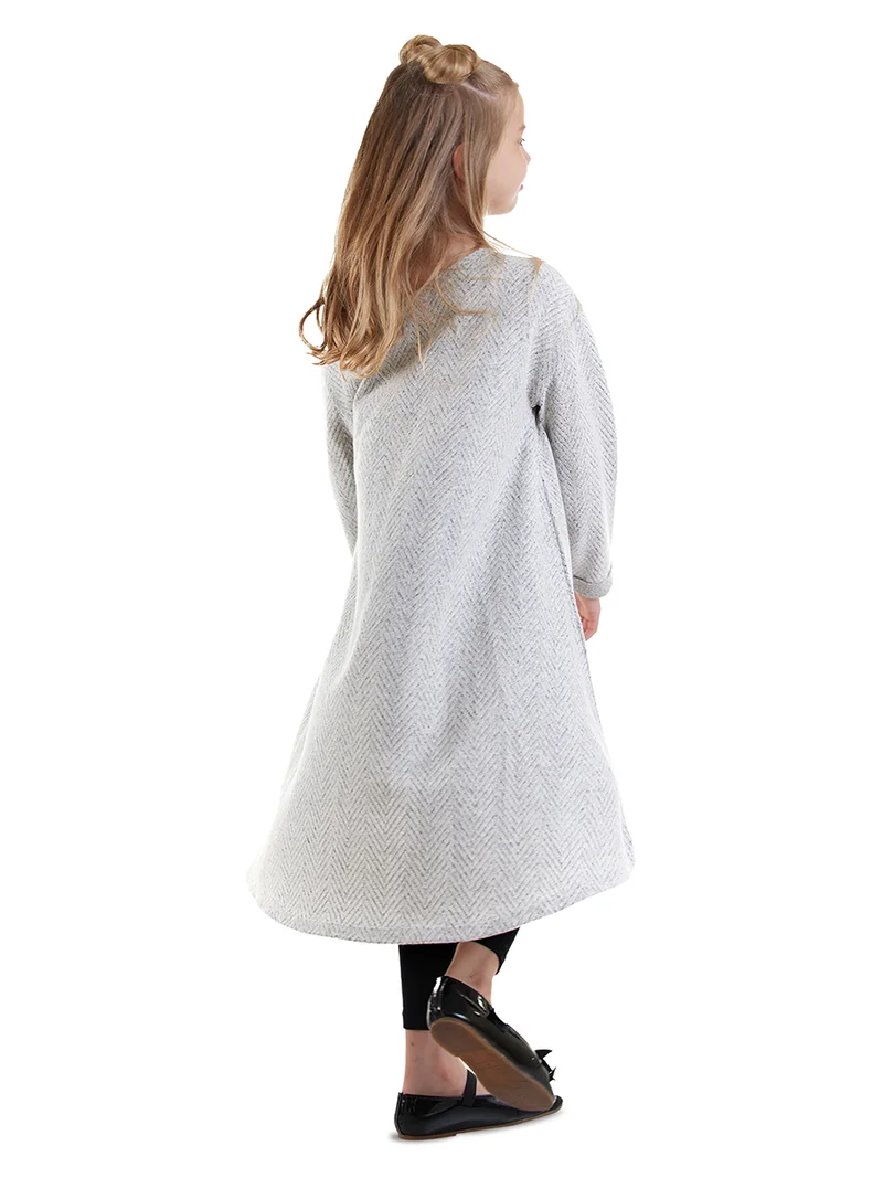 دينوكيدس فستان بناتي رمادي غير متماثل فضفاض